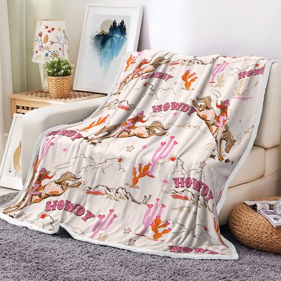 cowgirl themed blanket for bedroom decoration