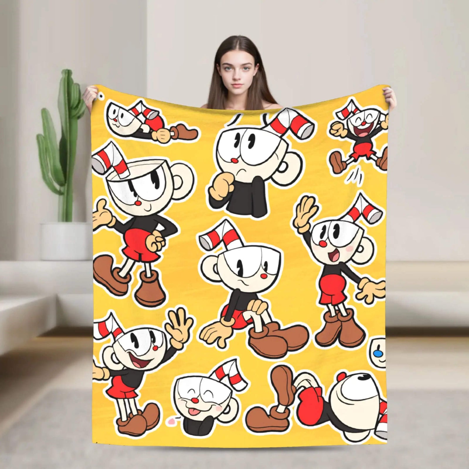 Cuphead blanket for gaming room decor