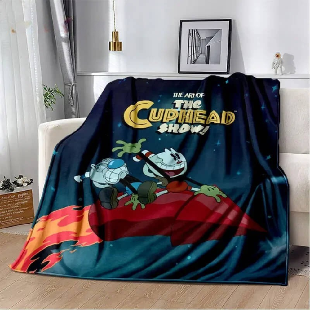 Cuphead flannel blanket for sofa and bed