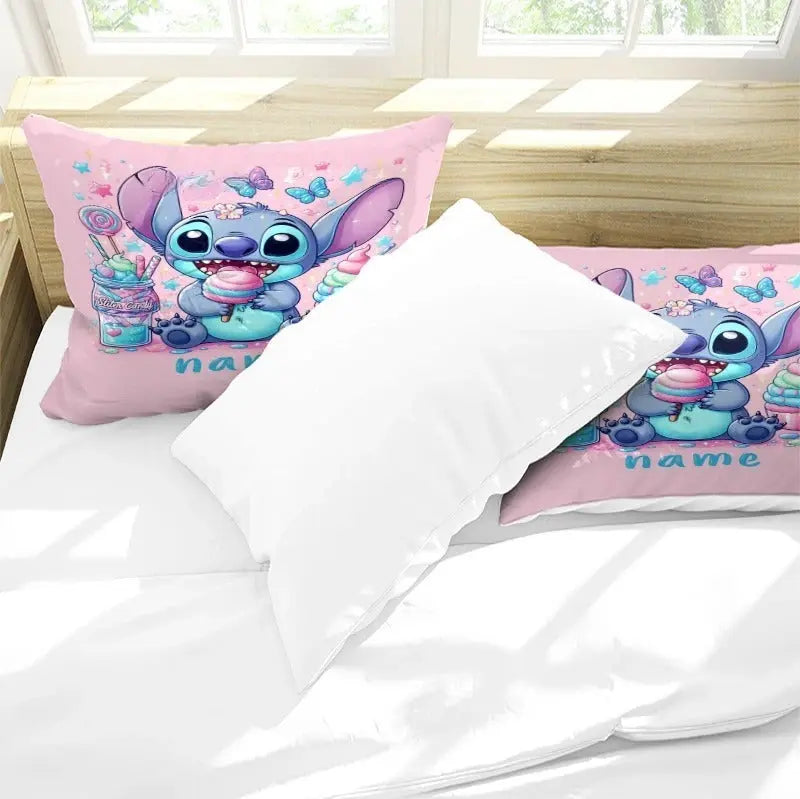 Kawaii Stitch duvet cover with personalized name – fun and soft bedding set for teens and kids