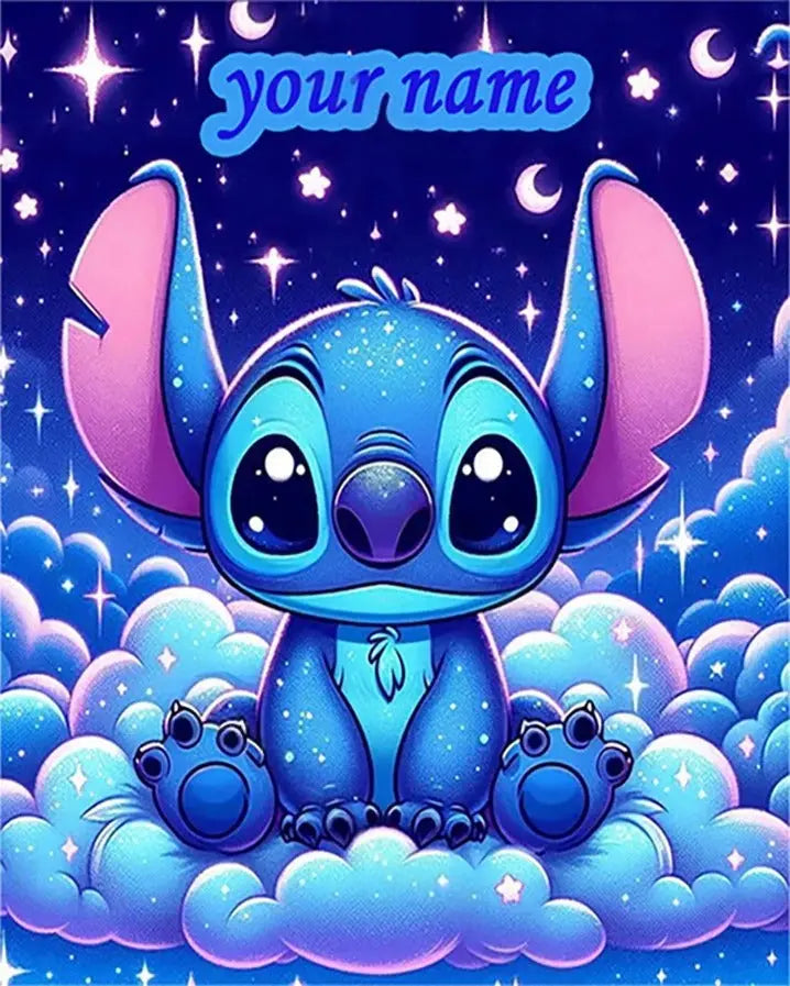 Custom Stitch Ohana cartoon throw blanket with personalized name – soft Disney-inspired fleece blanket for bed, sofa, or kids' gift