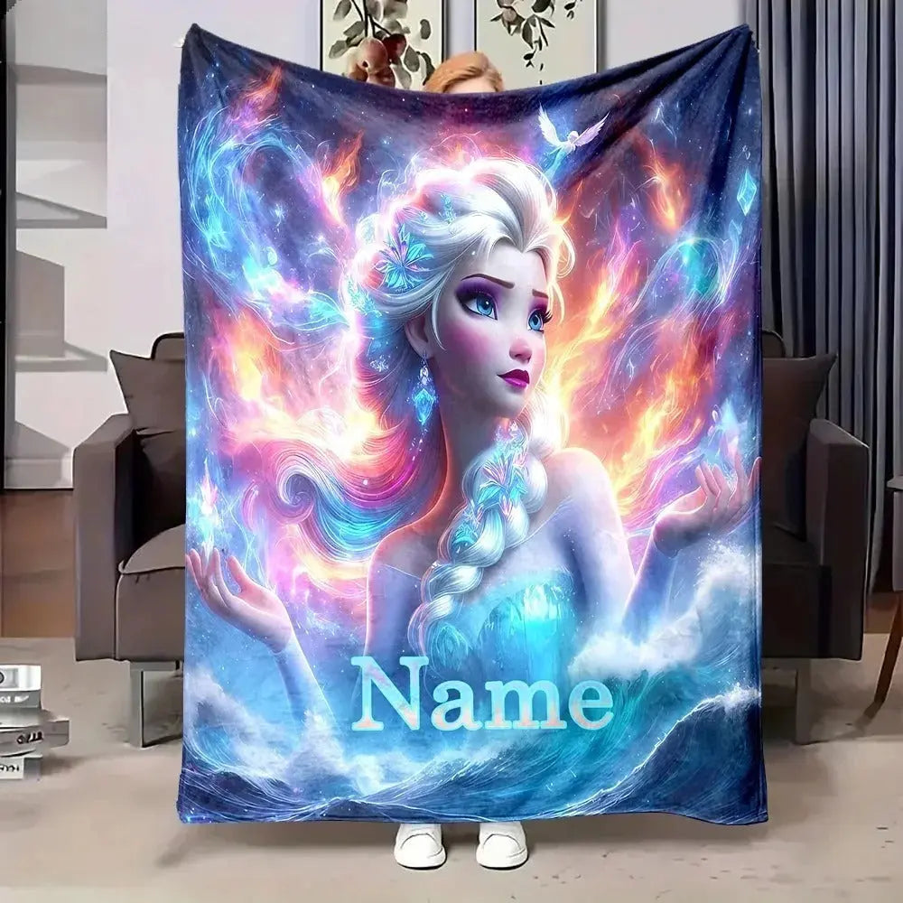 Custom Frozen kids blanket with Elsa and Anna name print