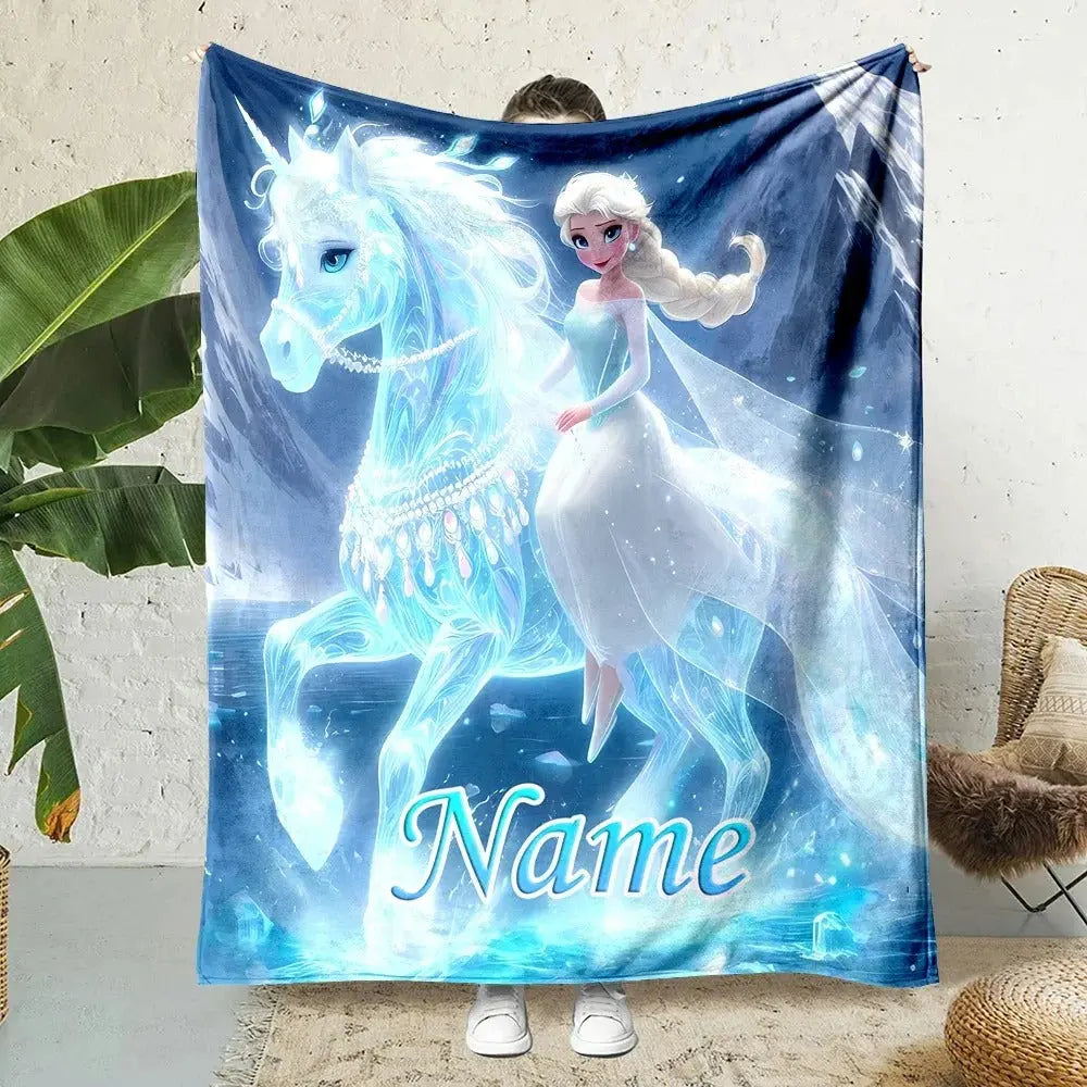 Personalized Frozen flannel blanket for girls with soft fabric