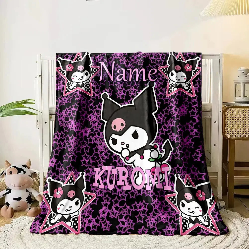 Cute Sanrio Kuromi Blanket with Name – Great Gift for Kids or Teens