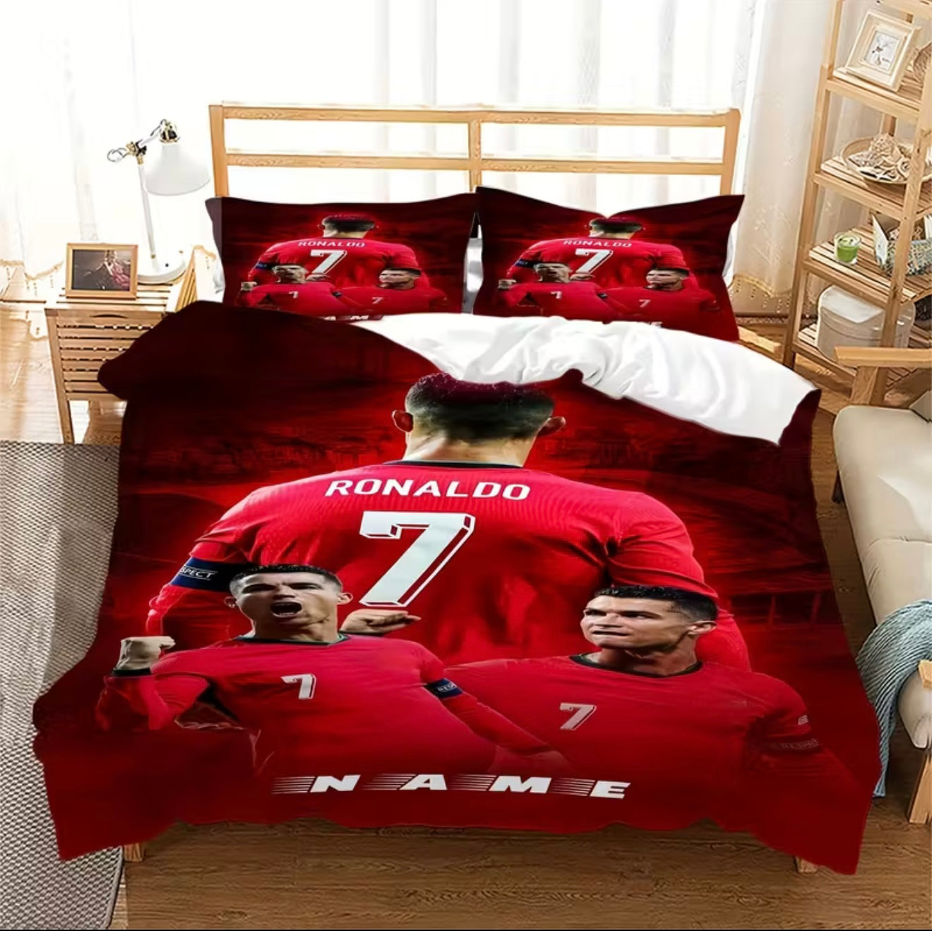 Custom name soccer bedding