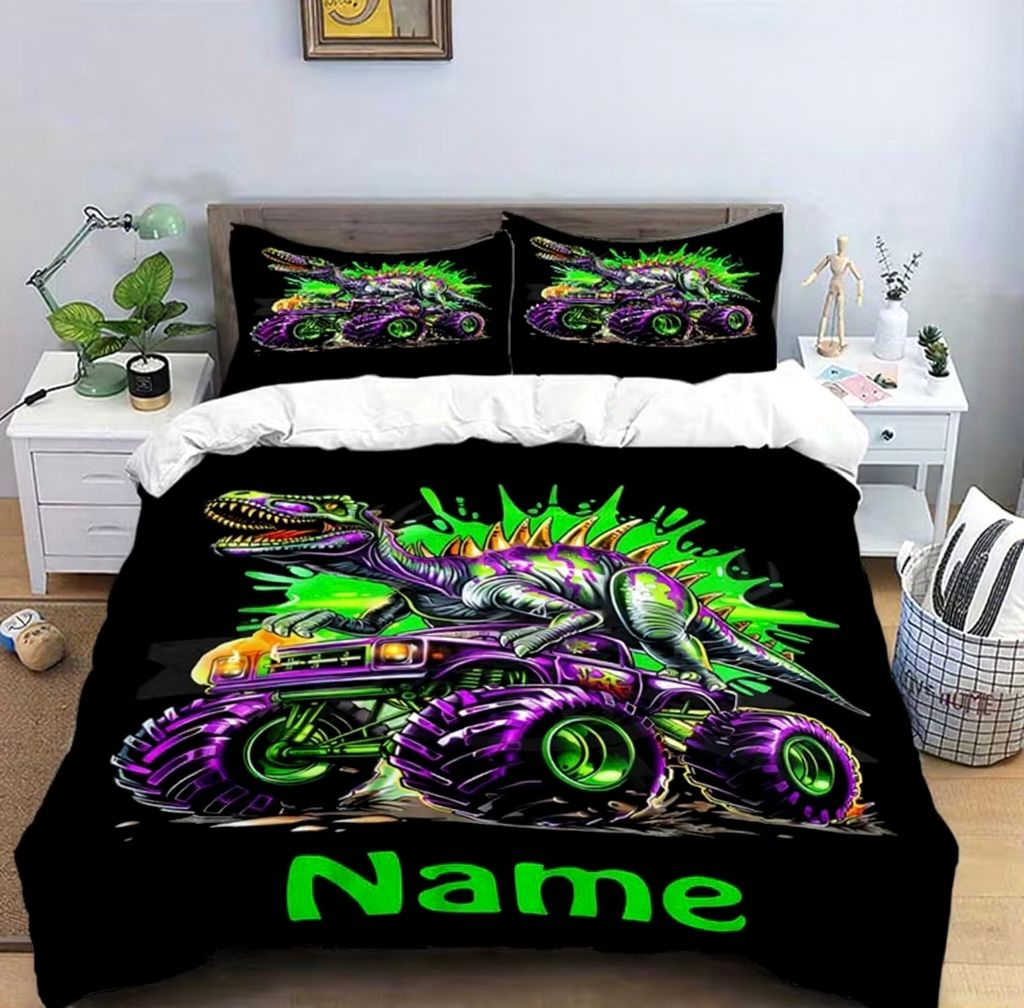Custom quilt cover monster truck