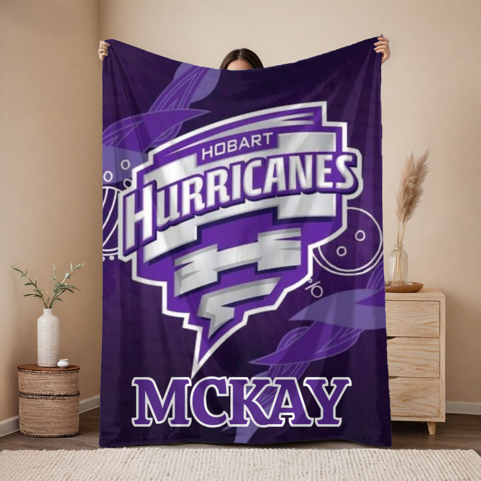 Customised Big Bash League blanket with Perth Scorchers design