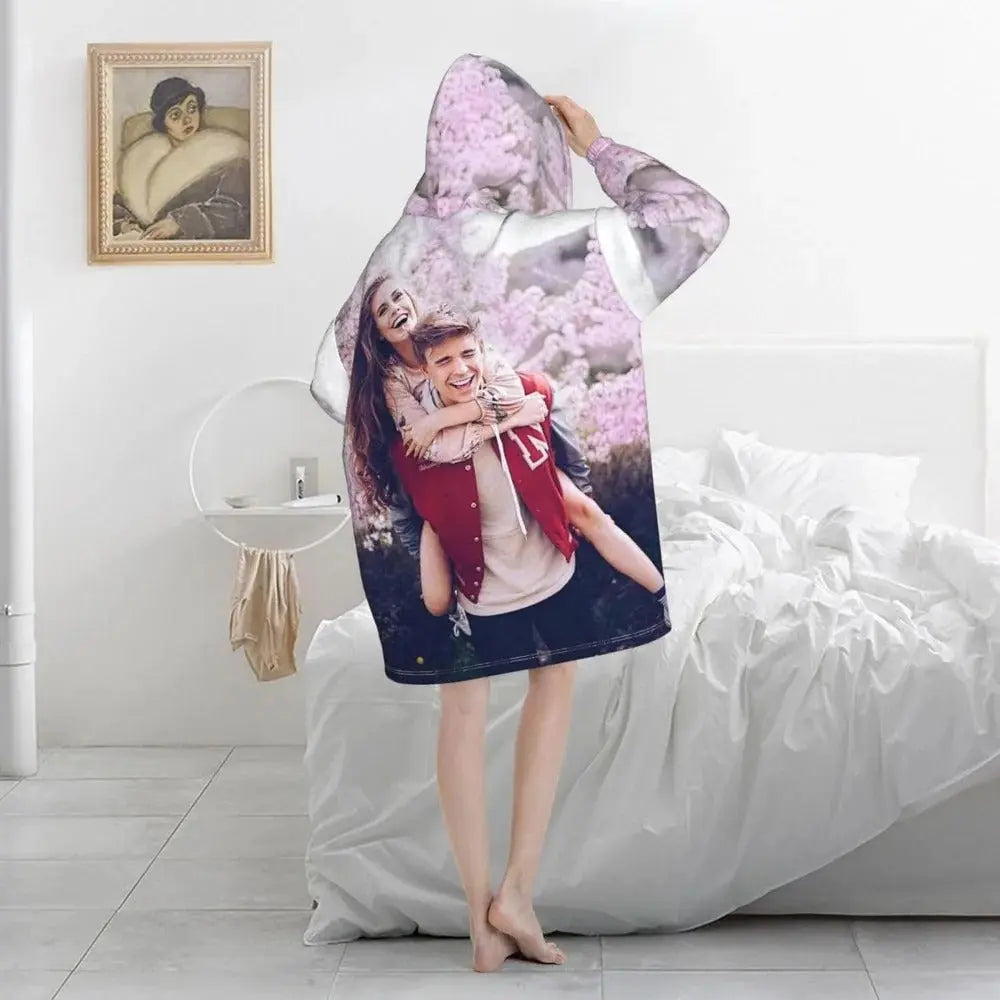 custom blanket hoodie, personalized sweatshirt blanket, oversized wearable