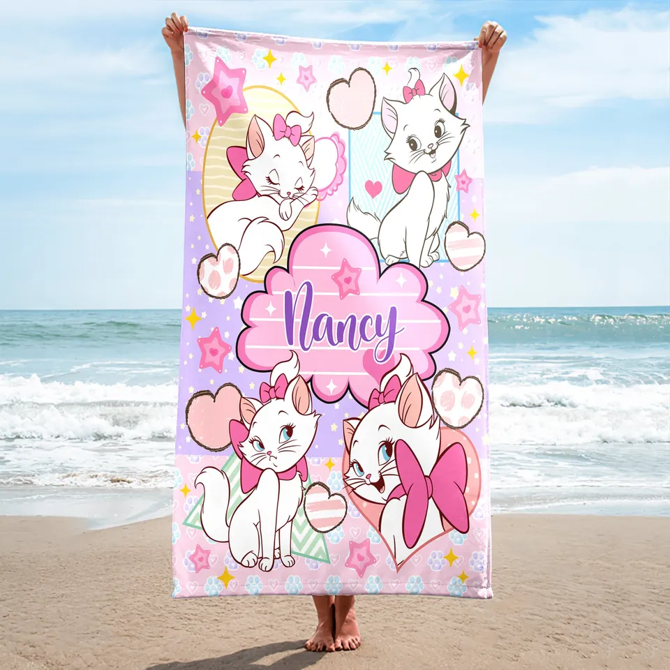 Cute Cat Beach Towels, Cat Lovers Beach Towel, Life Is Better With A Cat, Cat Mom Dad Gifts