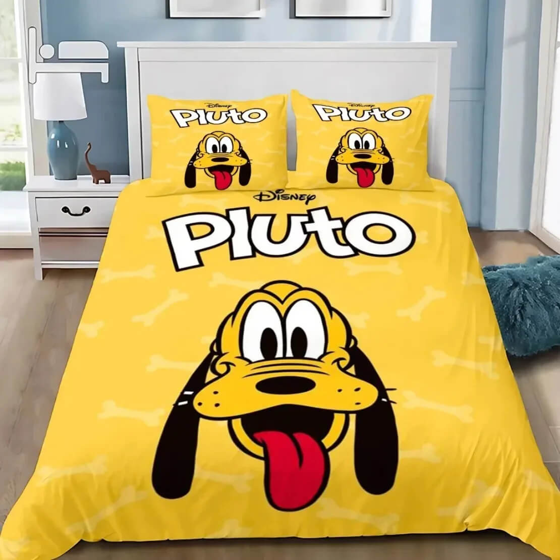 Cute Goofy Pluto bedding set with cartoon Pluto dog duvet cover and pillowcases