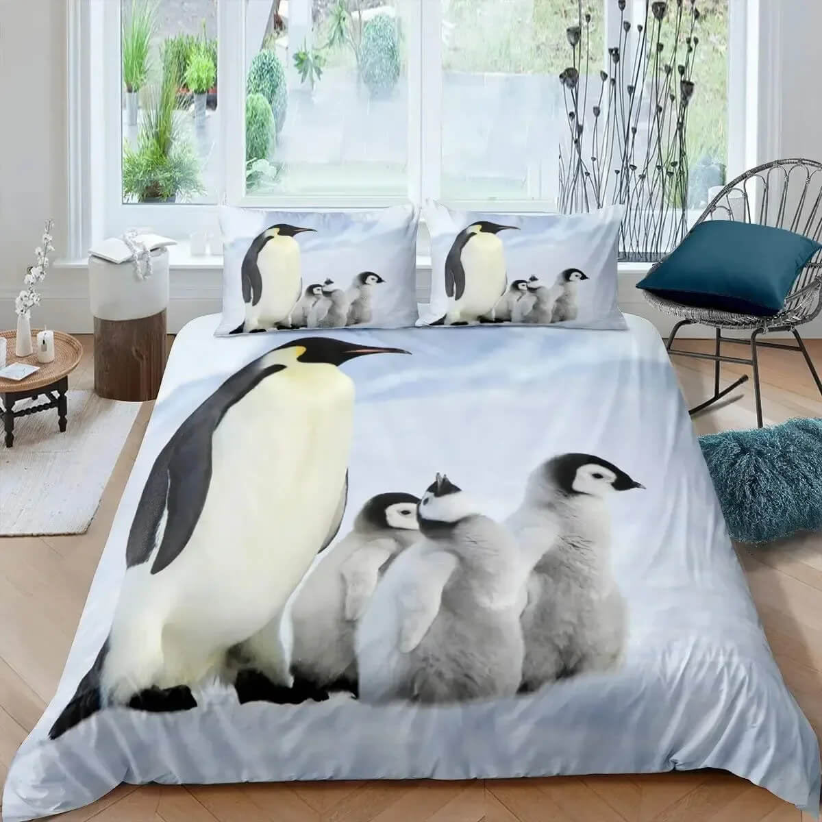 Penguin bedding fade resistant print