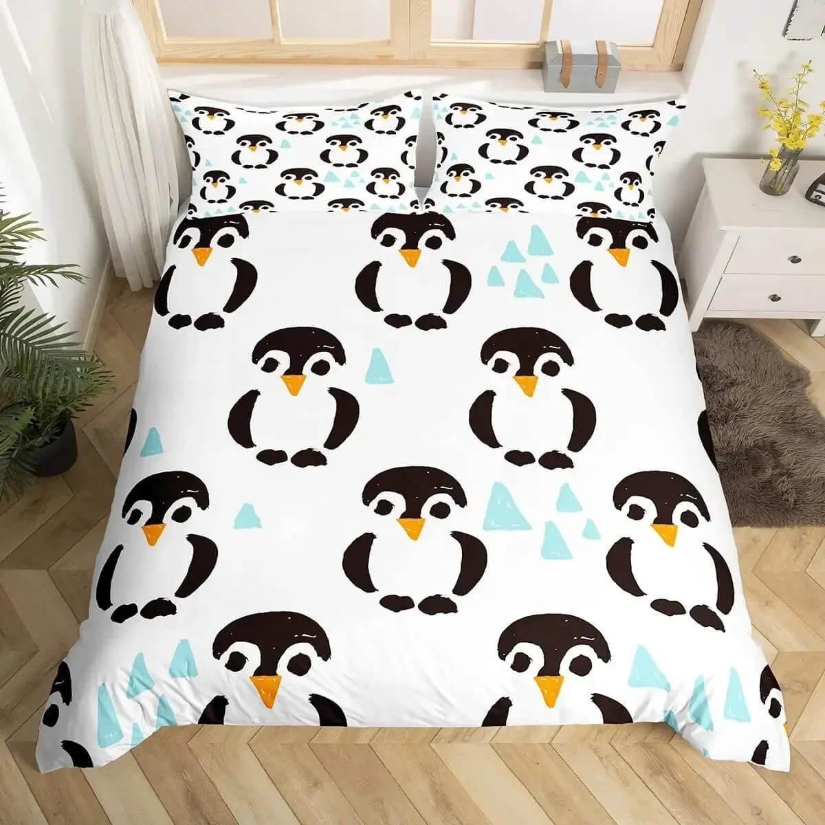 Penguin snow bedding teen bedroom