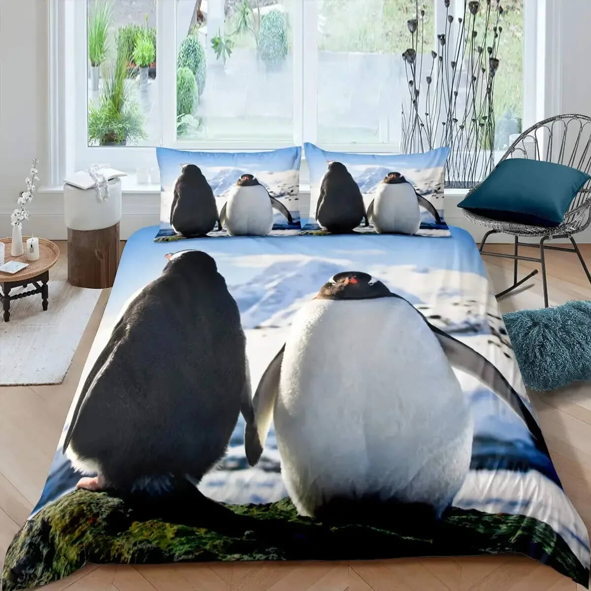 Cute penguin doona cover close up