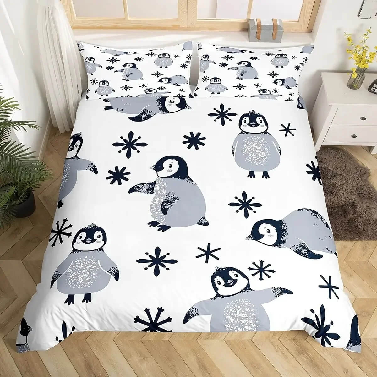 Cute penguin bedding bright colors