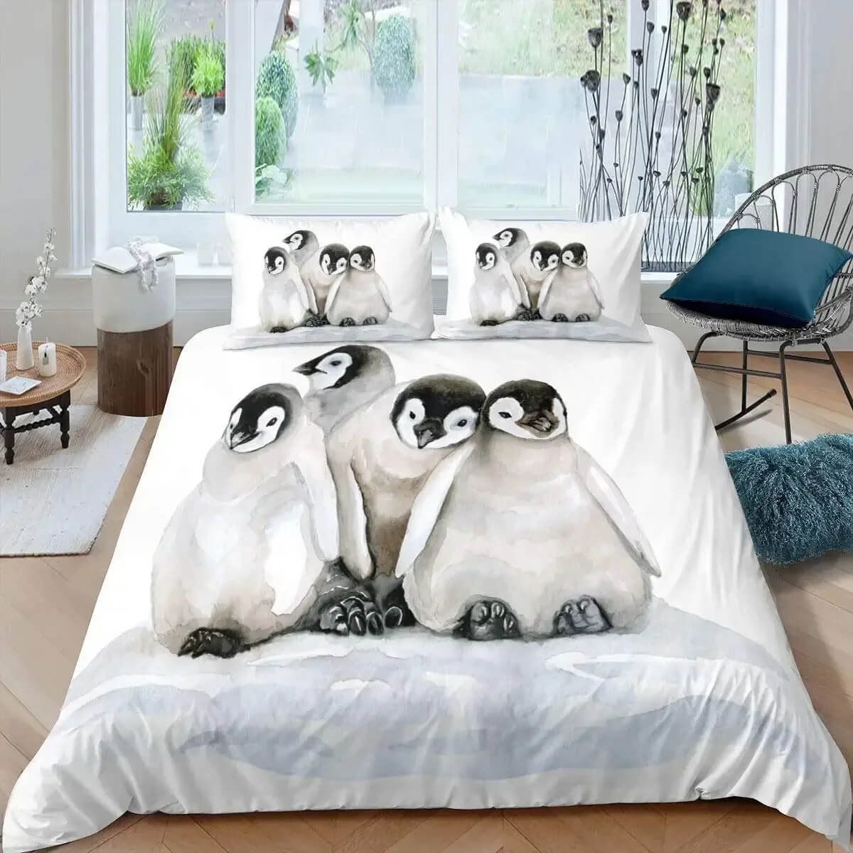 Penguin snow theme bedding