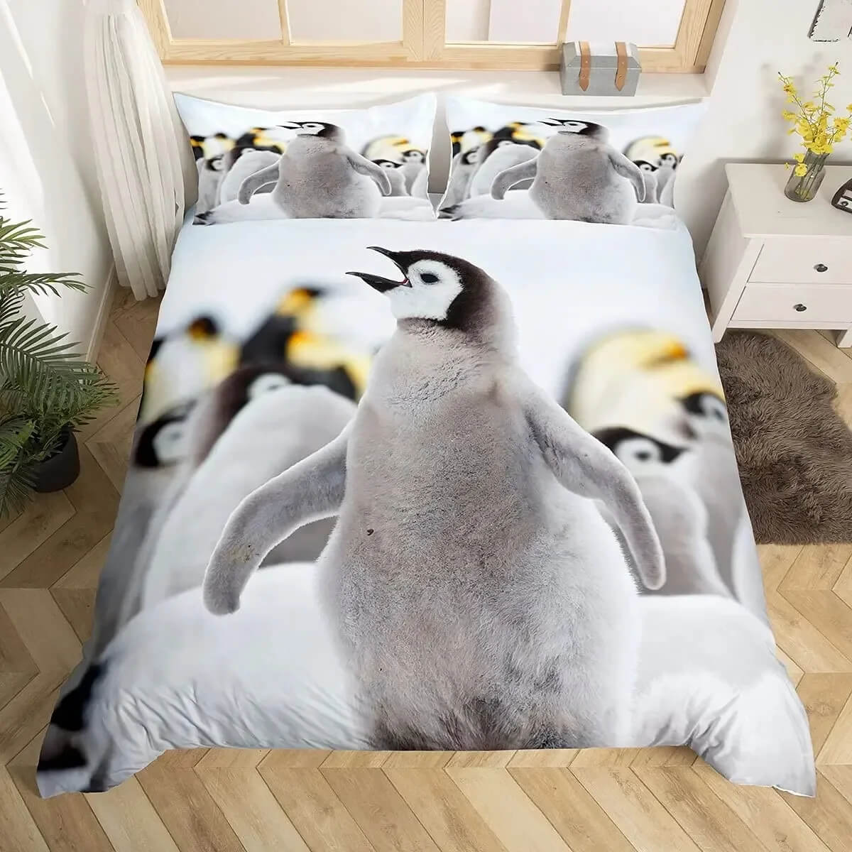Penguin quilt cover for bedroom decor