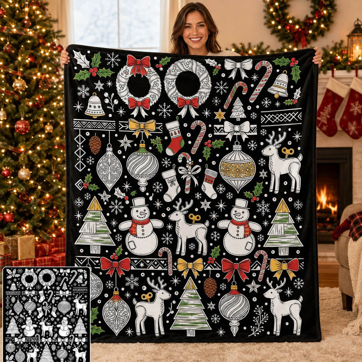 Creative coloring blanket for kids holiday activities