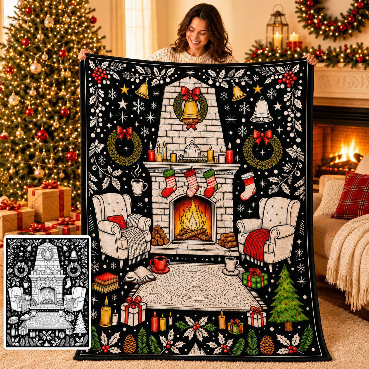 DIY coloring blanket with 24 markers for creative fun