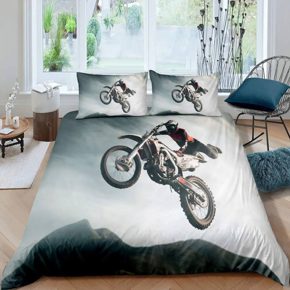 Racing dirt bike duvet cover set