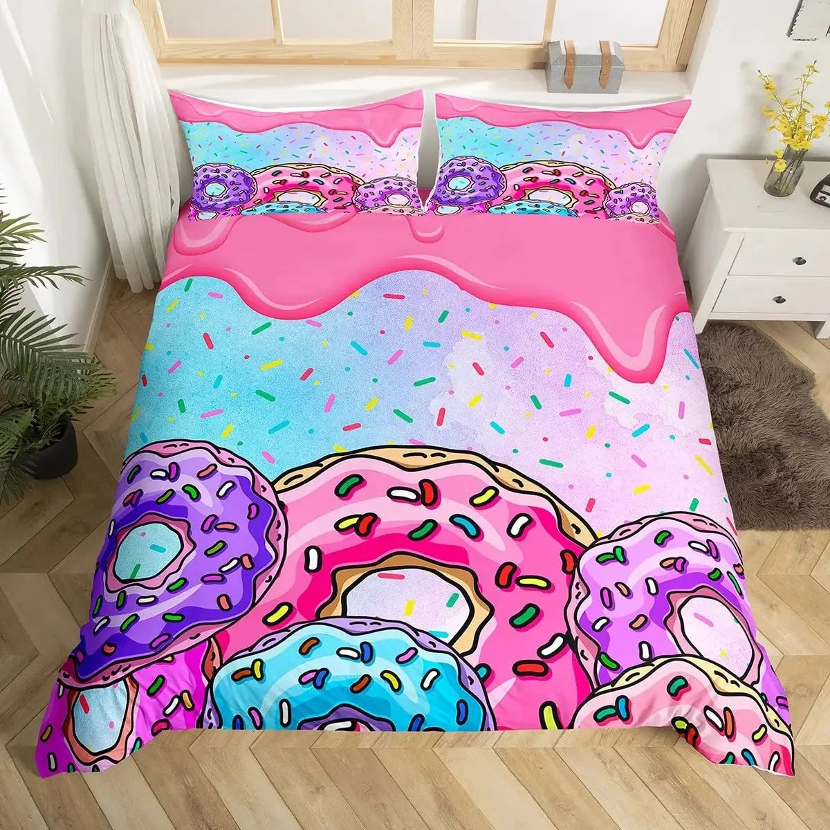 colorful donut quilt cover