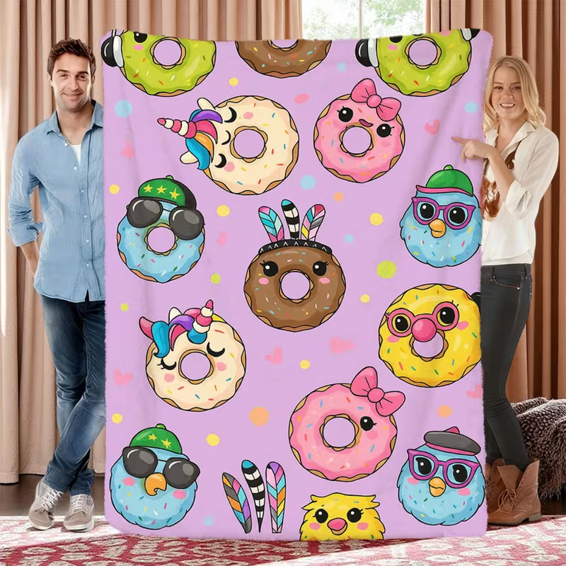 donut themed blanket for couch and sofa