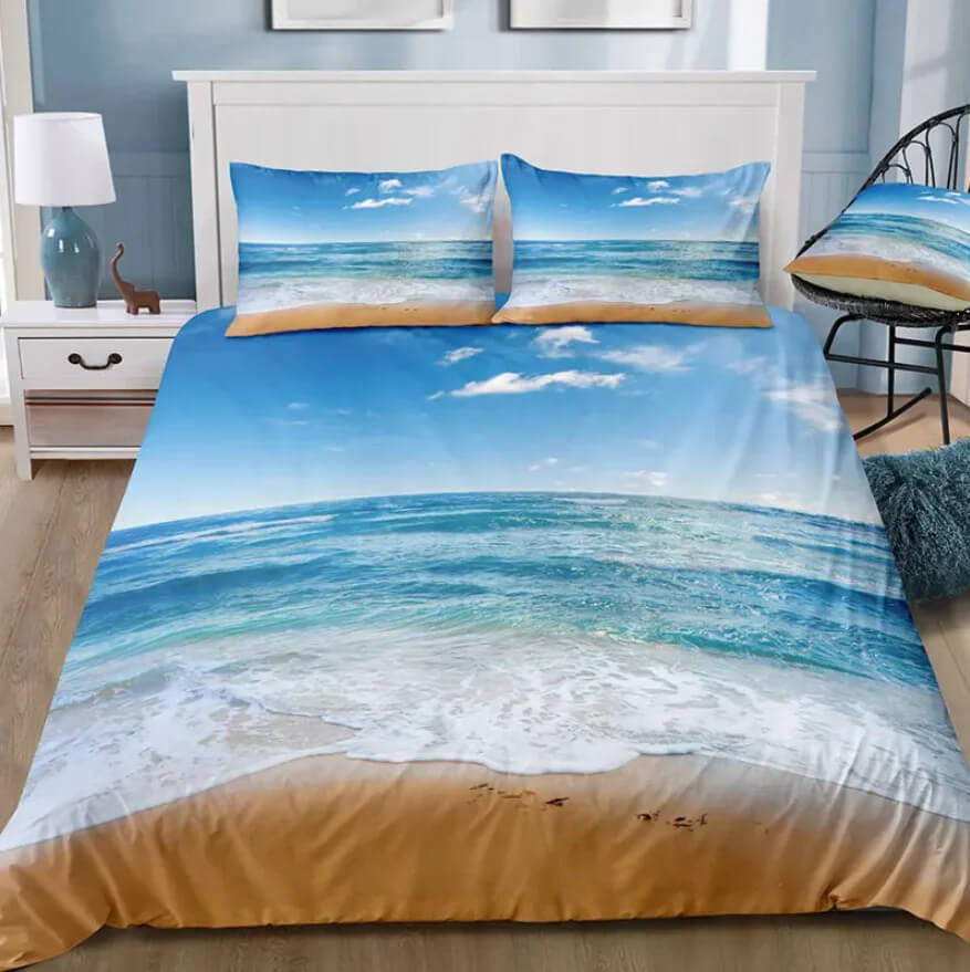 3D ocean beach bedding set for relaxing bedroom decor