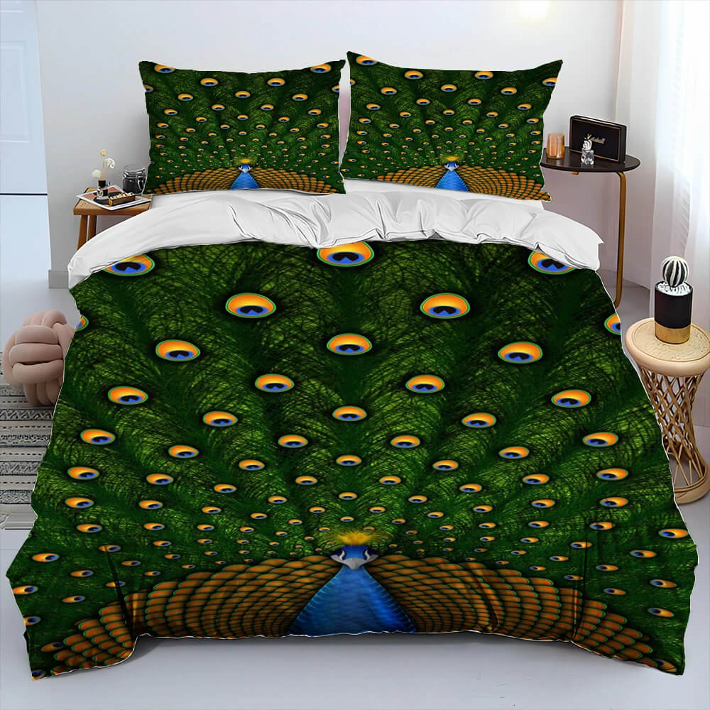 Artistic bedroom peacock bedding