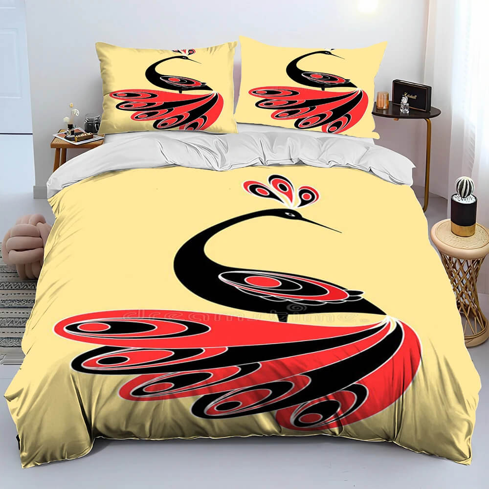 Colorful peacock duvet cover design