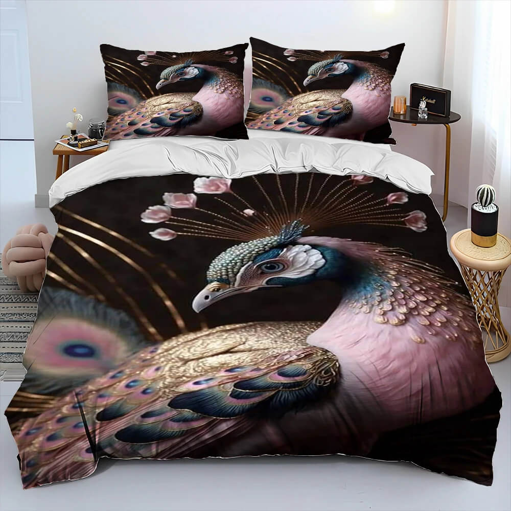 Watercolor peacock duvet cover artwork