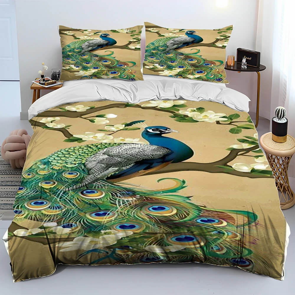 Bedding set with peacock design