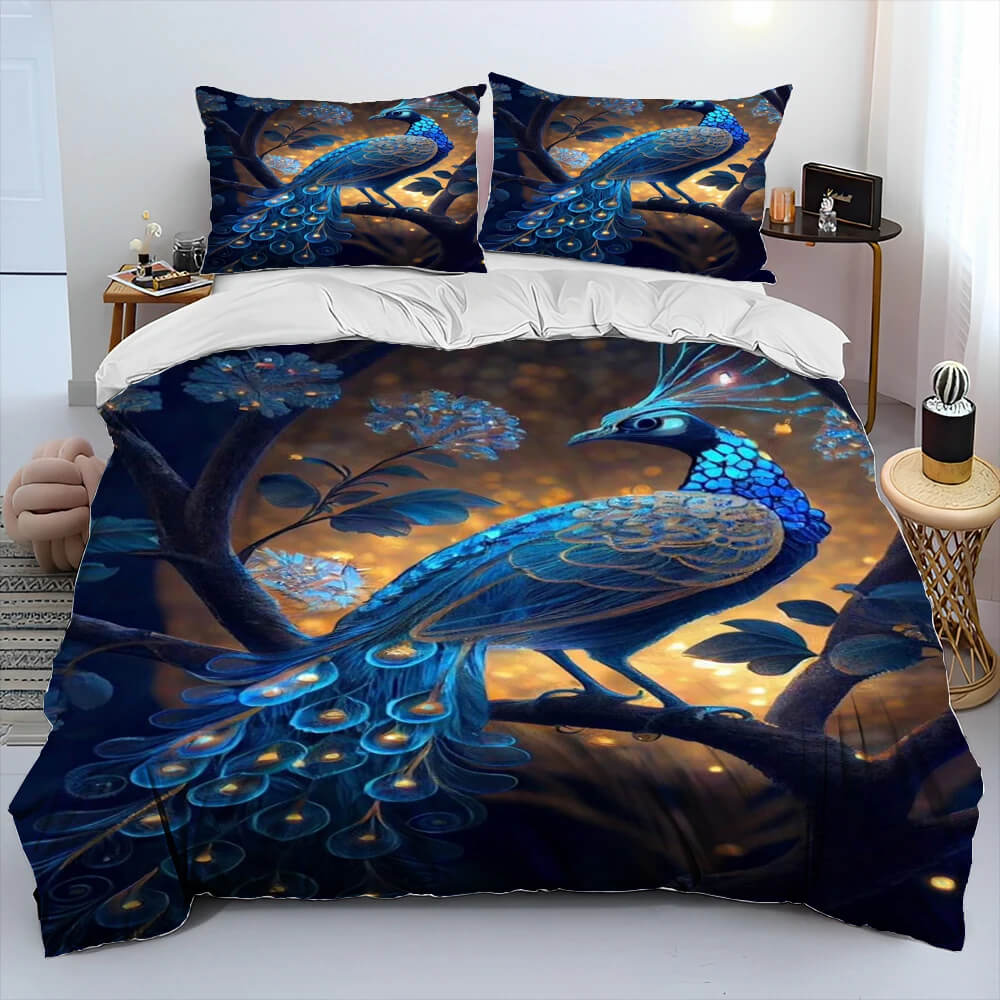 Elegant peacock bedding set decor