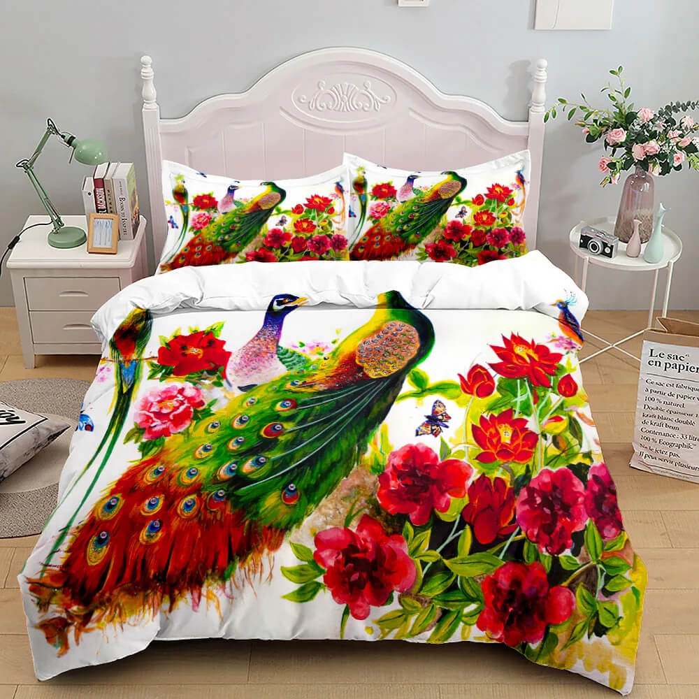 Artistic bird quilt cover set