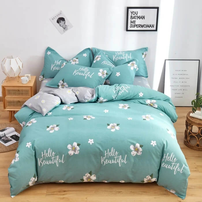 Blue flower quilt cover stylish decor