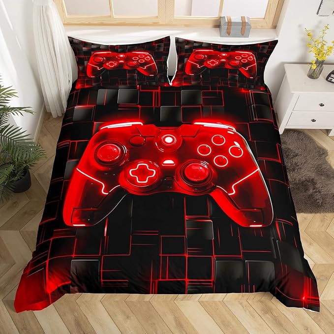 Gaming console bedding for gamers geometric style
