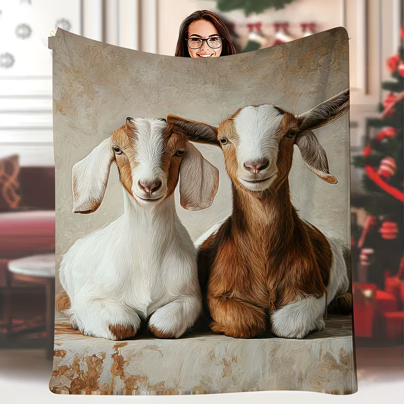 soft flannel goat throw blanket