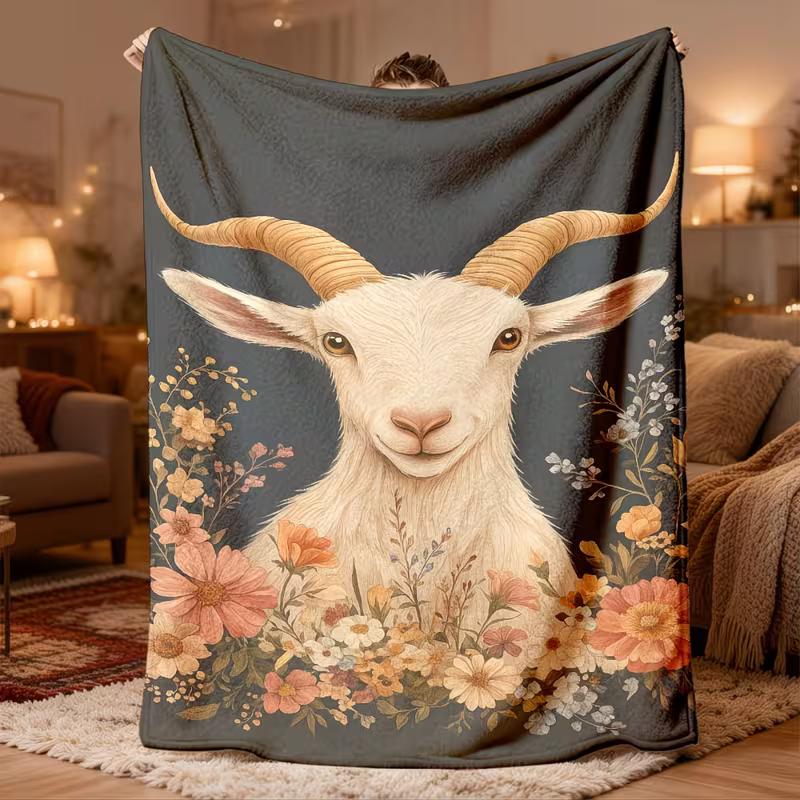 goat themed throw blanket for farmhouse