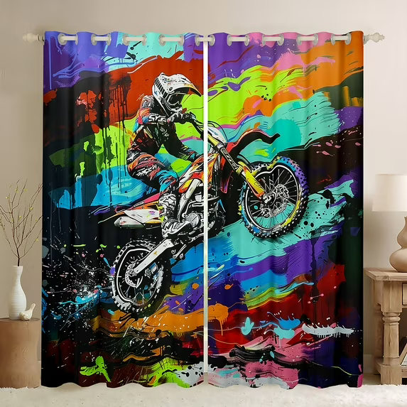 motocross game room curtains decor