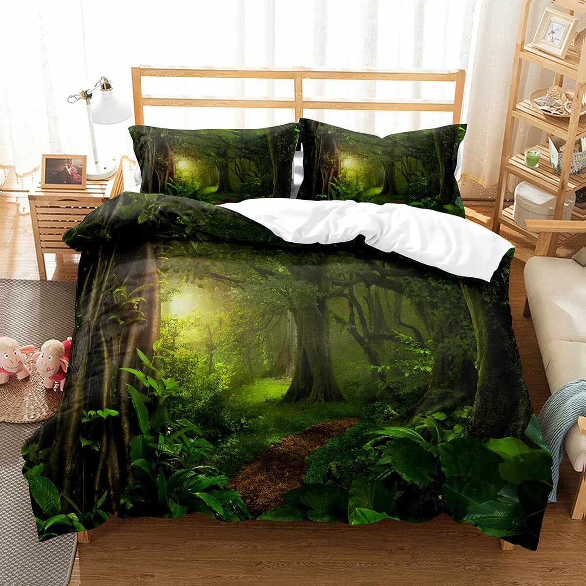 Jungle forest bedding minimalist bedroom