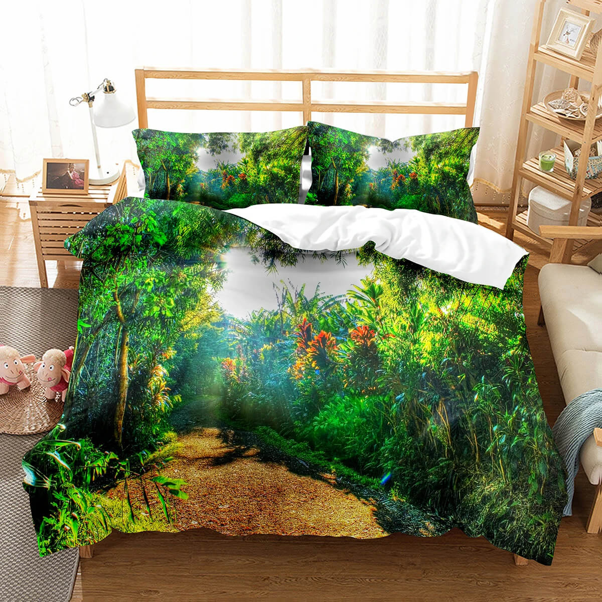Nature inspired bedding set close up