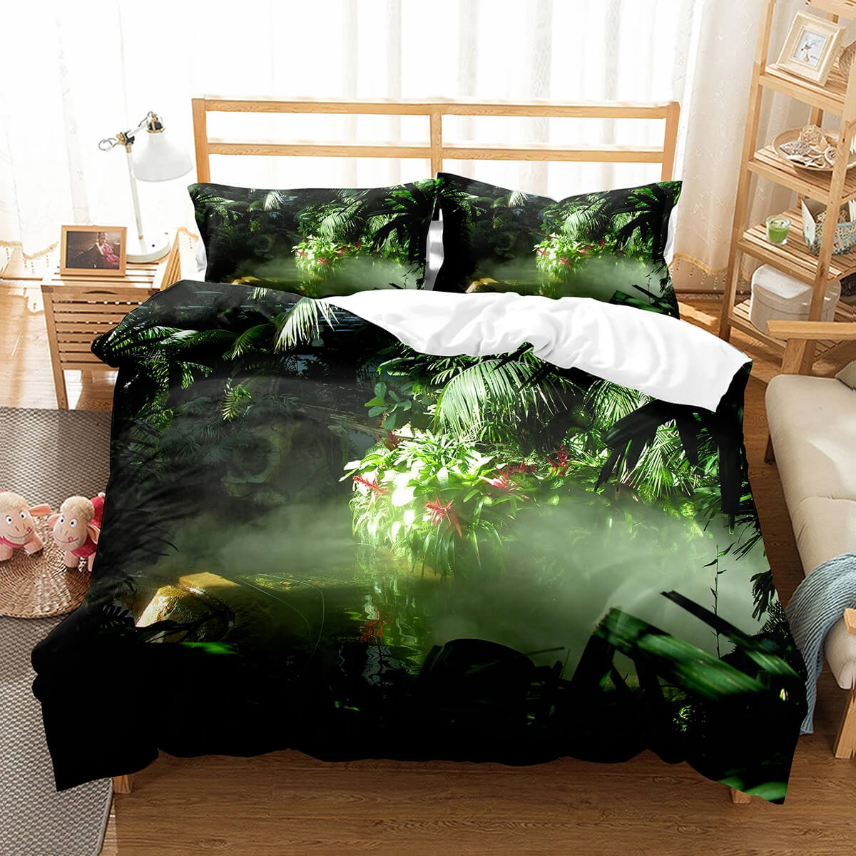 Green forest duvet cover with pillowcases