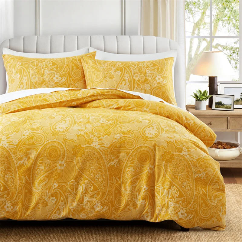 Boho feather bedding close detail