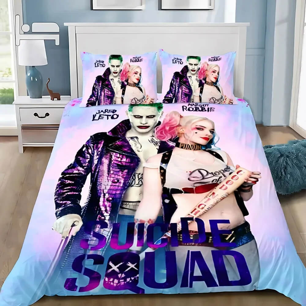 Harley Quinn and Joker quilt cover DC Comics design