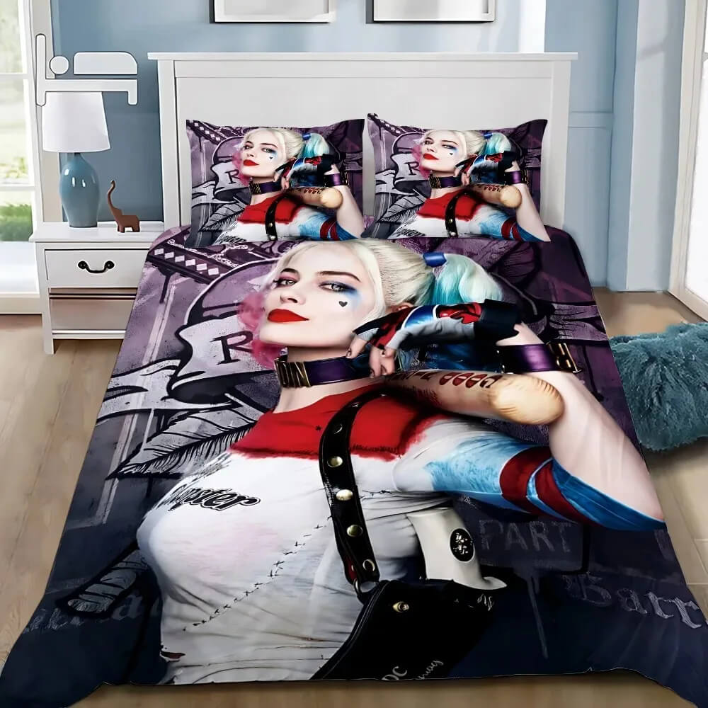 Joker Harley Quinn villain bedding set