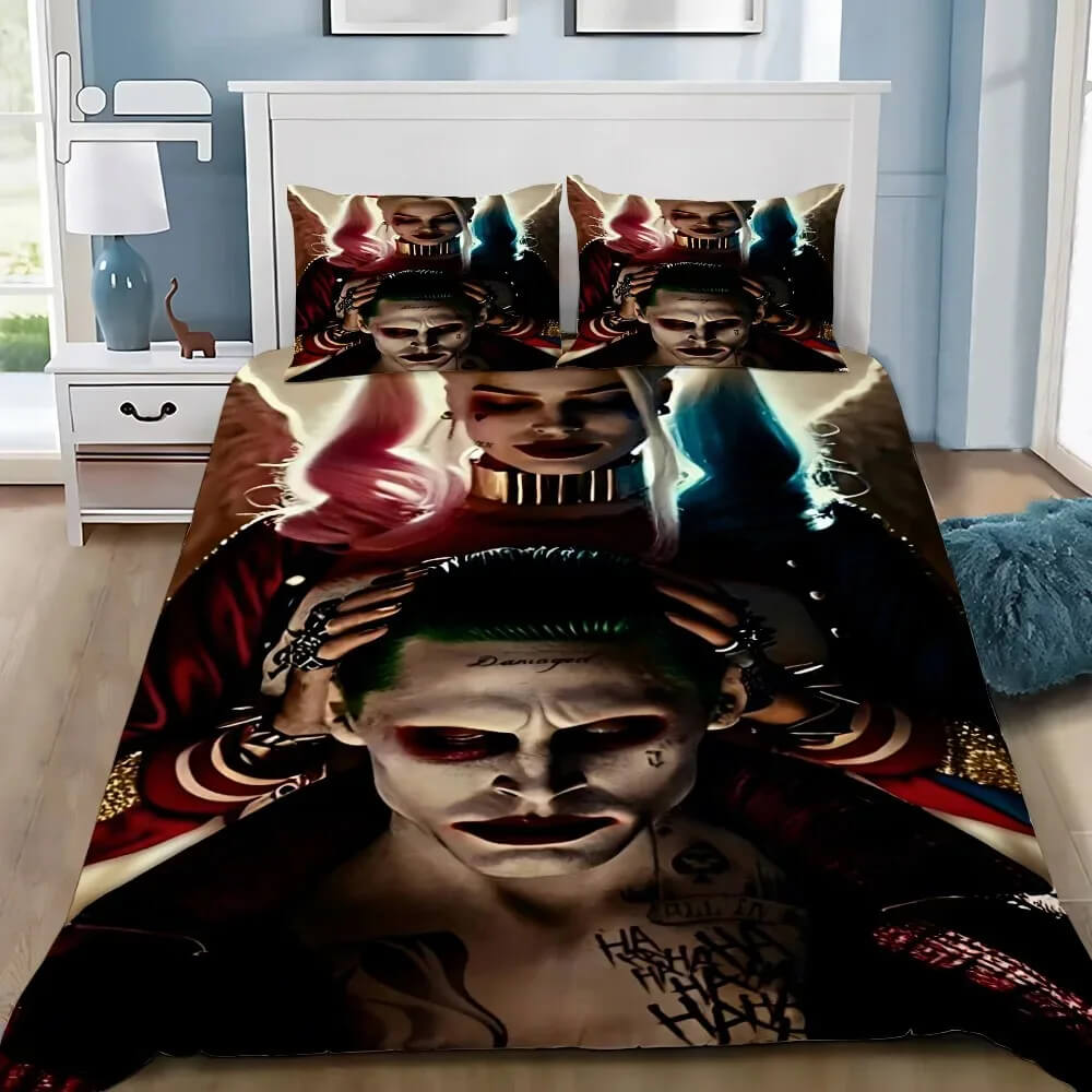 Joker Harley Quinn themed bed cover