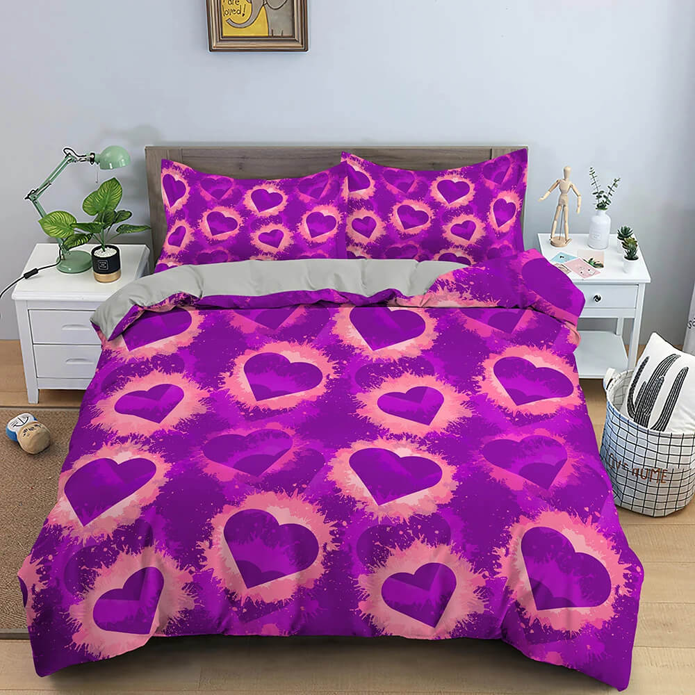 Romantic Heart Shaped Bedding Set for Couples