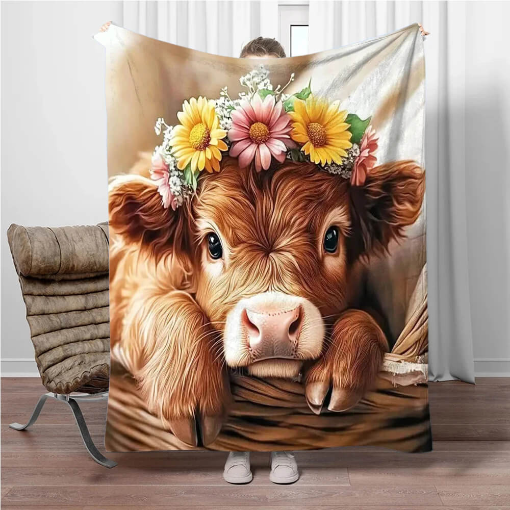Soft flannel cow blanket for bedroom decor