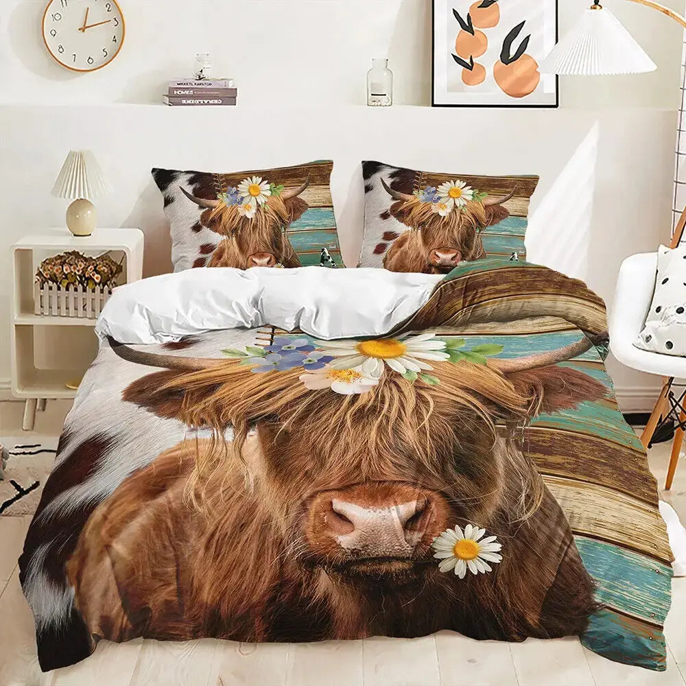 Highland Cow 3D Doona Cover