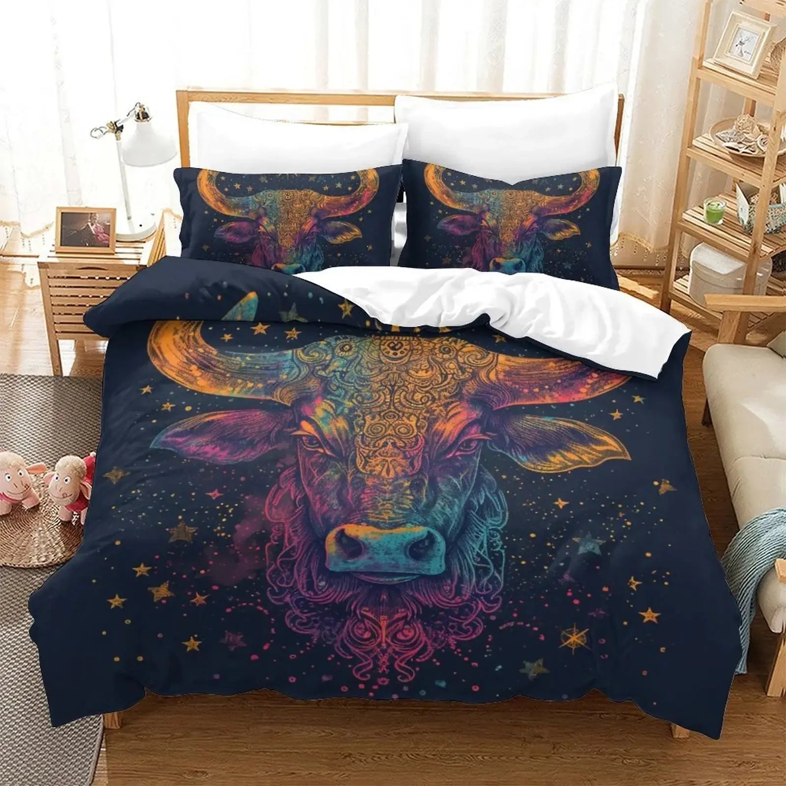 Highland Cow Colourful Kids Bedding Set