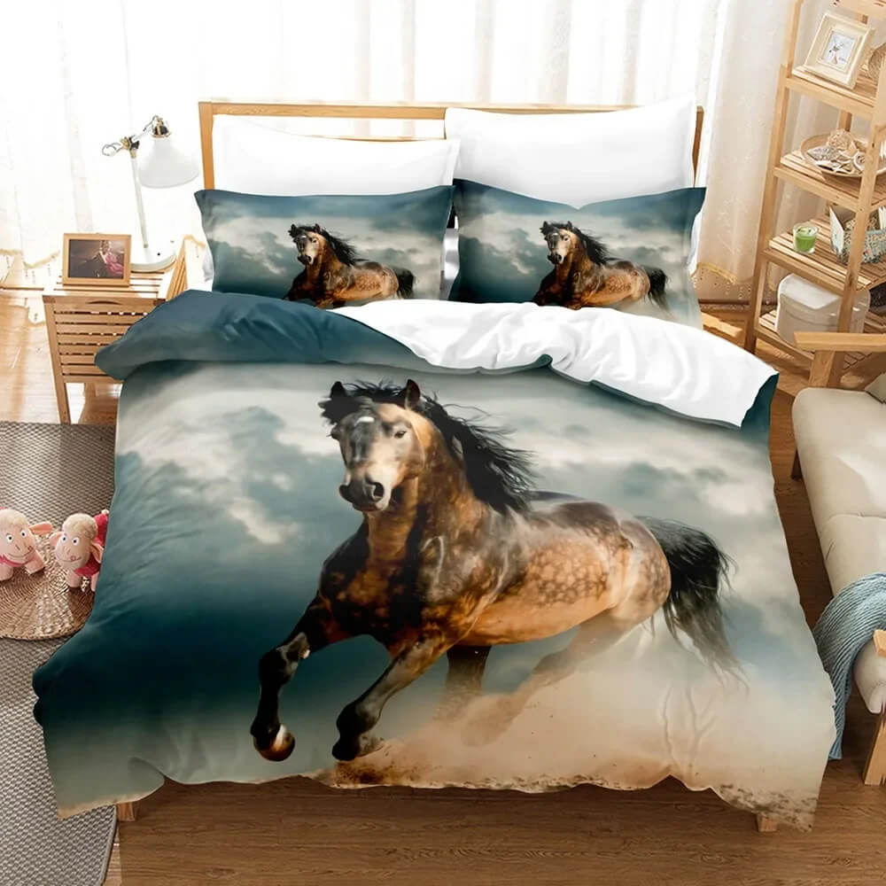Horse animal quilt cover design