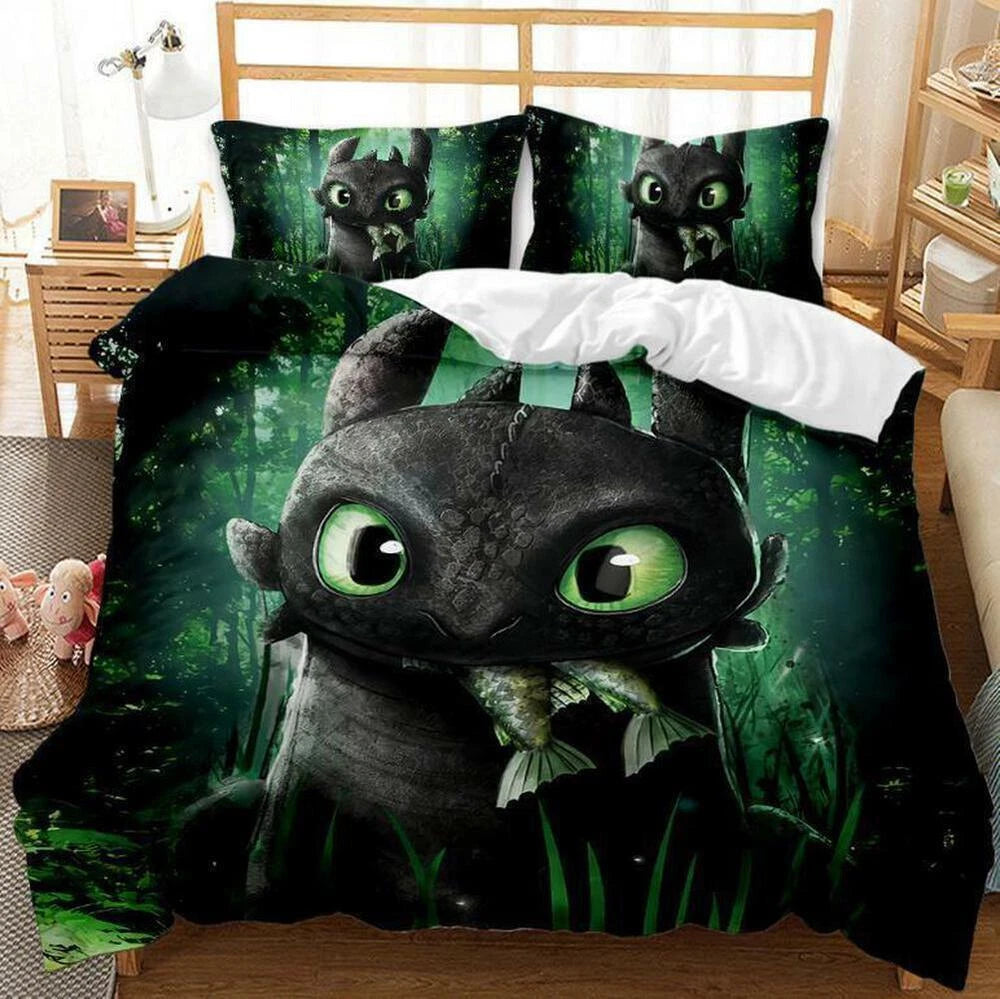 toothless dragon bedding vibrant print